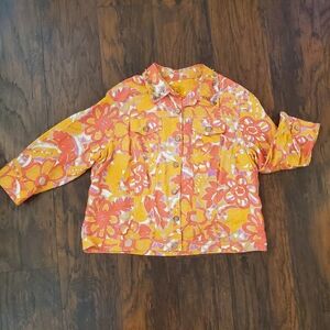 Ruby Road Lightweight Jacket Size 16W Orange/Pink/Purple/White W/Embellishments